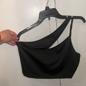 Black One-Shoulder Crop Top